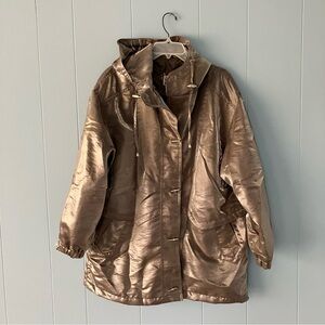 Separate Issue Large Metallic ShimmerJacket Hooded Statement Buttons Pockets